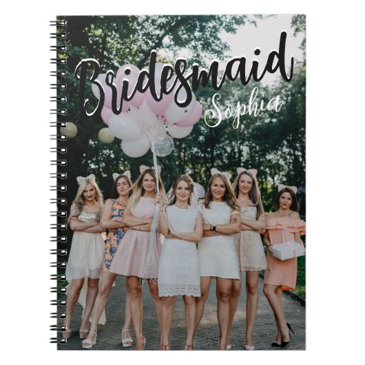 Bridesmaid Gifts Personalized Black Modern Photo Notitieboek (Voorkant)
