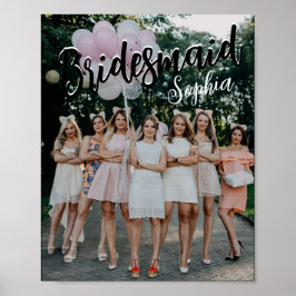 Bridesmaid Gifts Personalized Black Modern Photo Poster