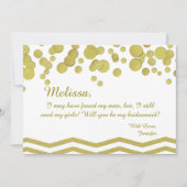 Bridesmaid Gold Confetti en Chevron Kaart (Voorkant)
