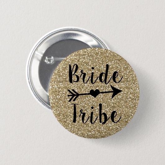 Bridesmaid gold glitter-toets ronde button 5,7 cm (Voorkant /achterkant)