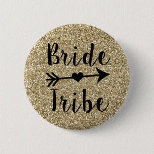 Bridesmaid gold glitter-toets ronde button 5,7 cm
