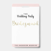 Bridesmaid Gold Weddenparty VIP Pass Badge (Back)