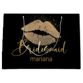 bridesmaid golden lips gepersonaliseerd zwarte lux groot cadeauzakje (Voorkant)