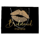 bridesmaid golden lips gepersonaliseerd zwarte lux groot cadeauzakje (Achterkant)