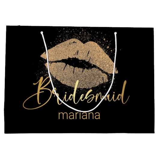 bridesmaid golden lips gepersonaliseerd zwarte lux groot cadeauzakje (Achterkant)