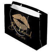 bridesmaid golden lips gepersonaliseerd zwarte lux groot cadeauzakje (Achterkant Gekanteld)