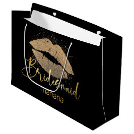 bridesmaid golden lips gepersonaliseerd zwarte lux groot cadeauzakje