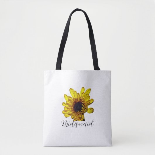 Bridesmaid Golden Yellow Floral Custom Wedding Tote Bag (Voorkant)