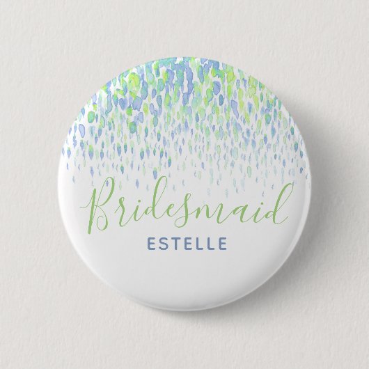 Bridesmaid green blue abstract art bruiloft ronde button 5,7 cm (Voorkant)