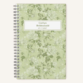 Bridesmaid Green Floral Nameplate Notebook Notitieboek