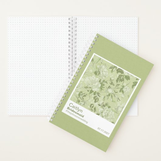 Bridesmaid Green Floral Pattern Swatch Notitieboek (Binnen)