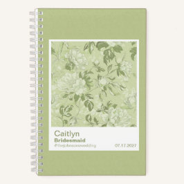 Bridesmaid Green Floral Pattern Swatch Notitieboek