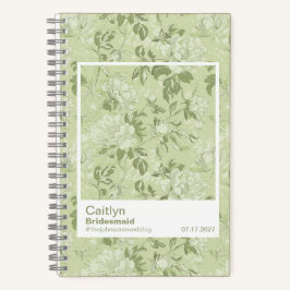 Bridesmaid Green Floral Pattern Swatch Notitieboek