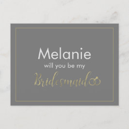 Bridesmaid Grey and Gold Ring proposal Kaart