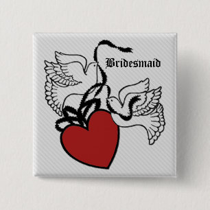Bridesmaid Heart Doves Button