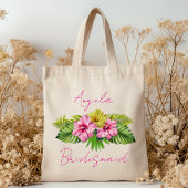 Bridesmaid Hibiscus Flowers Personalized Bag Tote Bag