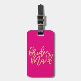 Bridesmaid Hot Pink en Gold Travel Bagagelabel