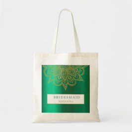 Bridesmaid Indian Style Green Gold Chic Tote Bag
