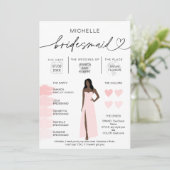 Bridesmaid Info Blush Pink Palette inv Kaart (Staand voorkant)