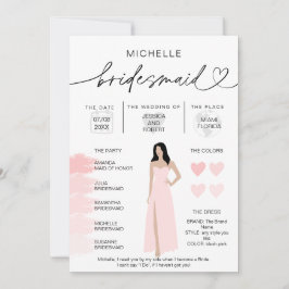 Bridesmaid Info Blush Pink Palette inv Kaart