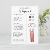 Bridesmaid Info Kaart - Blauwgroen gegevens, Perzi (Staand voorkant)