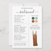 Bridesmaid Info Kaart Details Blauwgroen, Terracot (Voorkant)