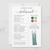 Bridesmaid Info Kaart Details Blauwgroen, Terracot (Voorkant)