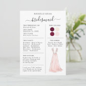 Bridesmaid Info Kaart Details Bourgogne, Roze, Ivo (Staand voorkant)