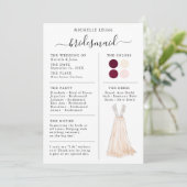 Bridesmaid Info Kaart Details Bourgogne, Roze, Ivo (Staand voorkant)