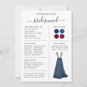 Bridesmaid Info Kaart Details marine & Bourgogne (Voorkant)