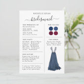Bridesmaid Info Kaart Details marine & Bourgogne (Staand voorkant)