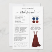 Bridesmaid Info Kaart Details marine & Bourgogne (Voorkant)