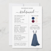 Bridesmaid Info Kaart Details marine, Bourgogne, I (Voorkant)