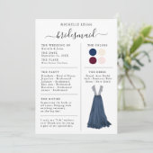 Bridesmaid Info Kaart Details marine, Bourgogne, I (Staand voorkant)