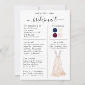 Bridesmaid Info Kaart Details marine, Bourgogne, I (Voorkant)