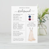 Bridesmaid Info Kaart Details marine, Bourgogne, I (Staand voorkant)