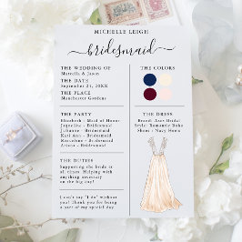 Bridesmaid Info Kaart Details marine, Bourgogne, I