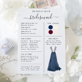 Bridesmaid Info Kaart Details marine, Bourgogne, I