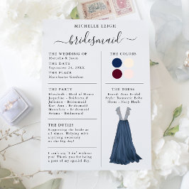 Bridesmaid Info Kaart Details marine, Bourgogne, I