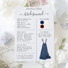 Bridesmaid Info Kaart Details marine, Bourgogne, I