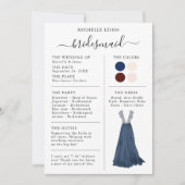 Bridesmaid Info Kaart Details marine, Bourgogne, I (Voorkant)