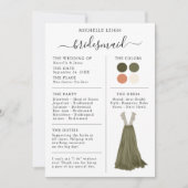 Bridesmaid Info Kaart Details Olive, Clay (Voorkant)
