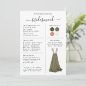 Bridesmaid Info Kaart Details Olive, Clay (Staand voorkant)