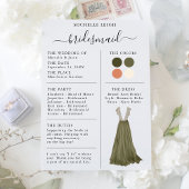 Bridesmaid Info Kaart Details Olive, Clay