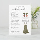 Bridesmaid Info Kaart Details Olive, Terracotta (Staand voorkant)