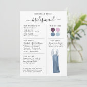 Bridesmaid Info Kaart Details Plum, Lavender, Blue (Staand voorkant)