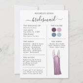 Bridesmaid Info Kaart Details Plum, Lavender, Blue (Voorkant)