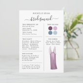 Bridesmaid Info Kaart Details Plum, Lavender, Blue (Staand voorkant)
