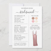 Bridesmaid Info Kaart Details Roos Gold, Roze (Voorkant)