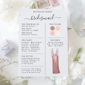 Bridesmaid Info Kaart Details Roos Gold, Roze